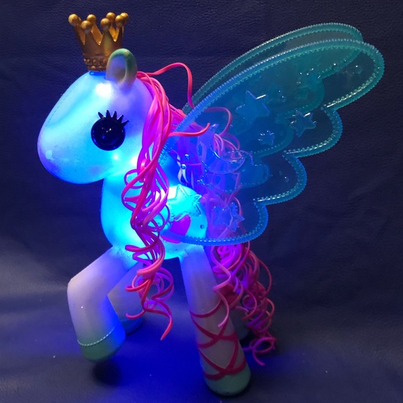 RARE Lalaloopsy Pony Moon Glow Blue Wings Multi color light Horse Doll - Picture 6 of 7